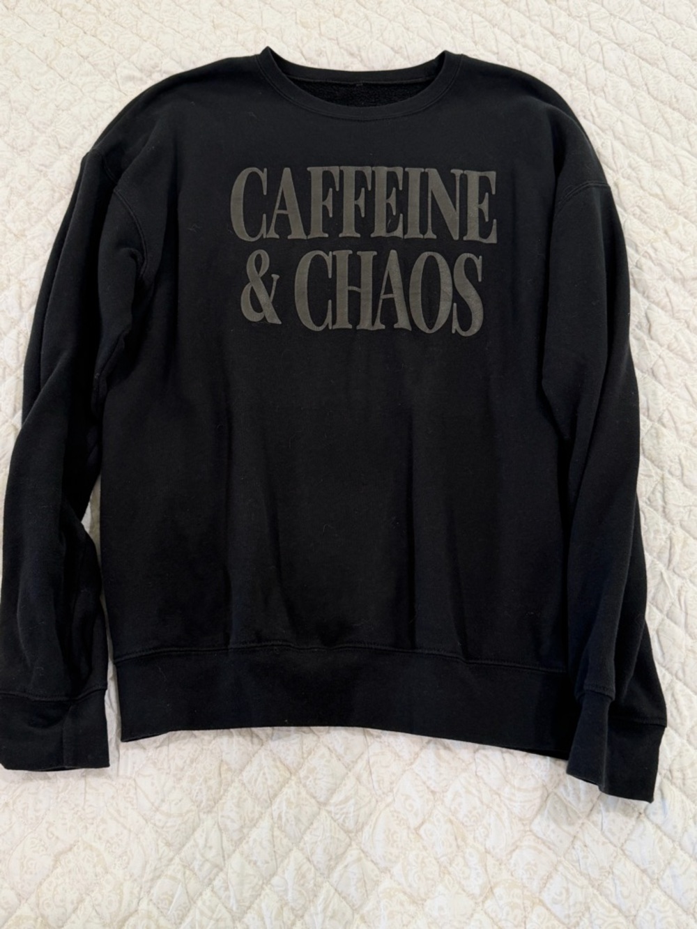 Caffeine & Chaos Black Graphic Sweatshirt